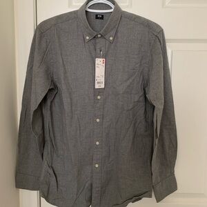 Brand New Uniqlo Grey Button Down Shirt | Gray flannel shirt | Grey Dress Shirt